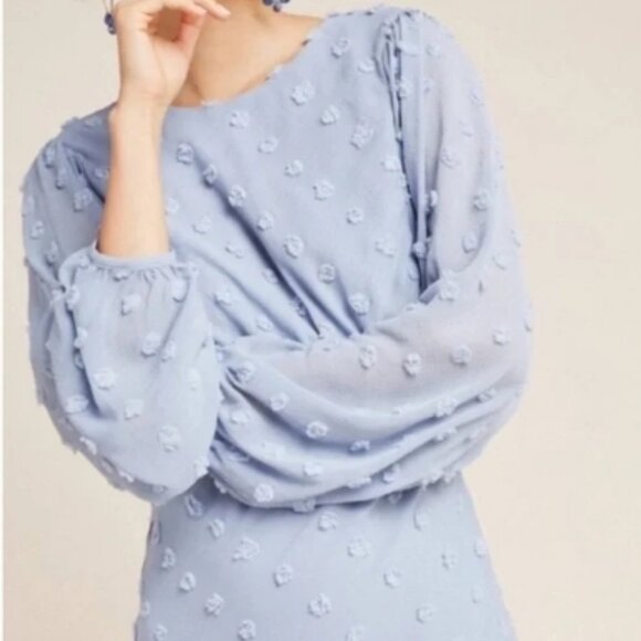 Anthropologie Eri + Ali Michaela Textured Balloon Sleeves Midi Dress 🆕⌚📦🏃💨🚚 - Picture 4 of 7